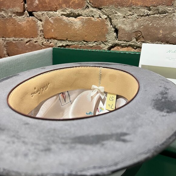 Nick Fouquet Distressed Velour Fedora — Grey - Picture 8 of 12